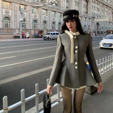 批发【两件套有里布】加棉撞色<b class='q'>连衣裙</b>短裤两件套套装名媛千金