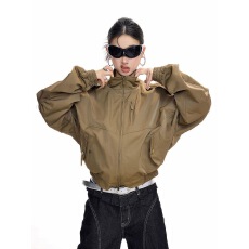 批发美式立领常规外套女2025秋冬季新款流行秋季休闲百搭工装夹克上衣