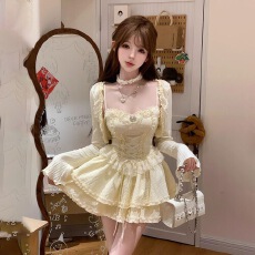 批发法式新款甜美<b class='q'>清新</b>气质性感蕾丝拼接吊带<b class='q'>连衣裙</b>开衫套装