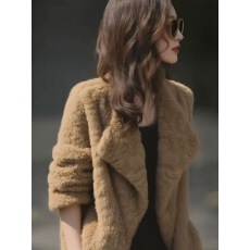 批发超好看冬装美拉德复古慵懒风软糯保暖卡其色羊羔绒毛茸茸厚款外套