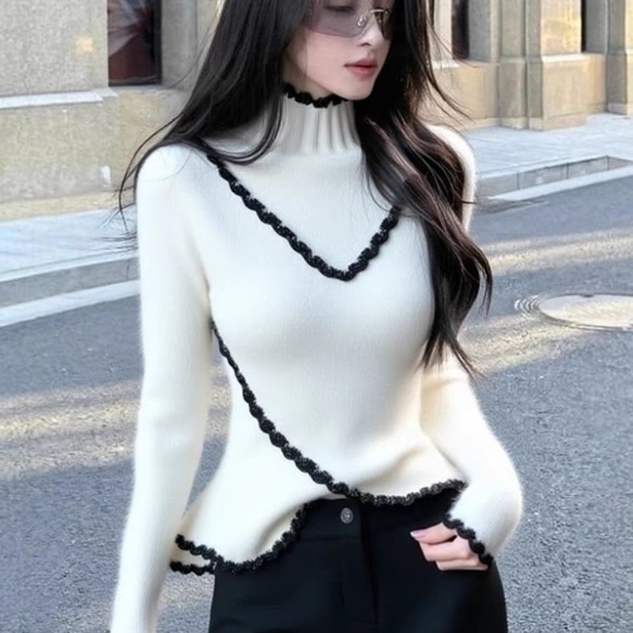 MY16615# 高级感超好看软糯慵懒风减龄独特别致小香风白色针织衫女女裝貨源服裝批發