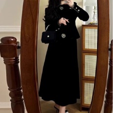 批发新中式复古小香风丝绒上衣半身裙两件套装韩剧<b class='q'>女</b>主富家千金国风秋