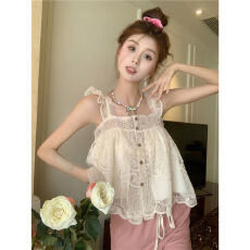 批发重工刺绣蕾丝<b class='q'>吊带</b>背心女夏季2026新款很仙的甜美减龄显瘦别致小衫