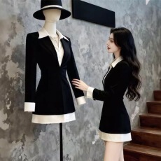 批发韩系高级感收腰假两件短款<b class='q'>连衣裙</b>26春季超仙小众时尚气质a字短裙