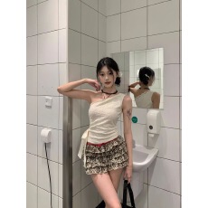 批发豹纹撞色蝴蝶结层层蛋糕裙裤女<b class='q'>夏</b>季高腰显瘦蓬蓬半身裙