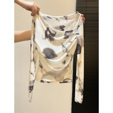 批发时尚新款清凉感防晒衫斜领<b class='q'>T</b><b class='q'>恤</b>女名媛御姐风扎染别致<b class='q'>长袖</b>网纱上衣