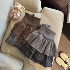 批发辣妹碎花格纹蓬蓬蛋糕<b class='q'>短裙</b>秋冬<b class='q'>高腰</b>A字双层半身裙女