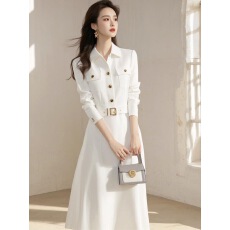 批发出席重要场合气质名媛女神范高级感厅里厅气白色衬衫<b class='q'>连衣裙</b>子春季