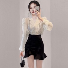 批发设计感小众<b class='q'>职业</b>西装领衬衫女秋高级感御姐气质小个子长袖上衣<b class='q'>套装</b>