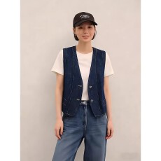 批发复古日系牛仔马甲女时尚小个子<b class='q'>通勤</b>气质无袖百搭显瘦叠穿坎肩上衣