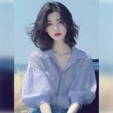 批发夏季韩系chic别致独特设计感紫色灯笼袖衬衫温柔气质绝美V领上衣