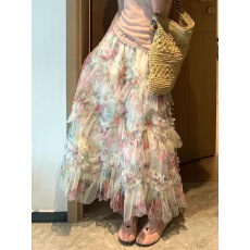 批发木木淘屋拼接网纱仙女糕裙女2026夏季<b class='q'>新款</b>碎花法式大摆蓬蓬蛋长裙