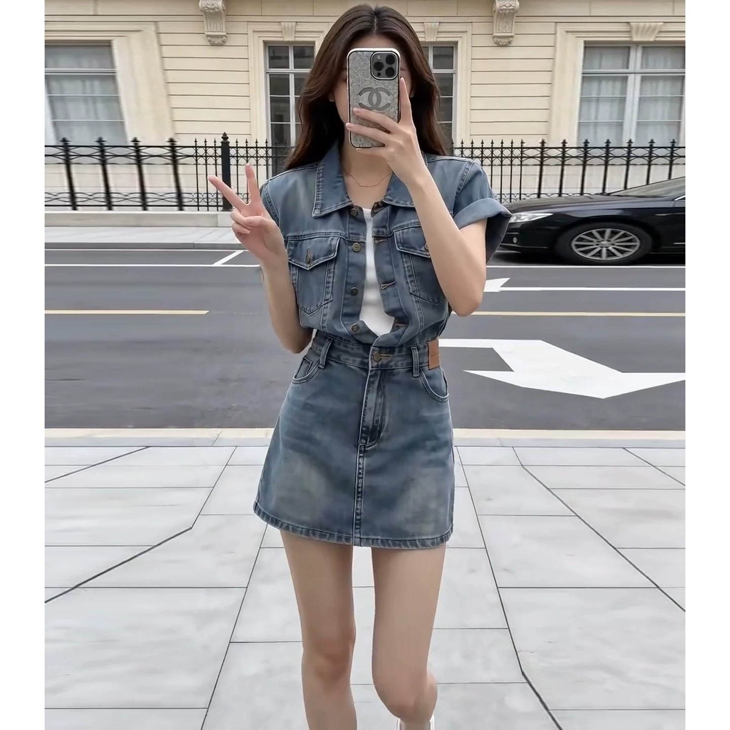 2026 자이언트 잘 생긴 여름 데님 여성 드레스 항구 바람 레트로 고급 센스 허리 수축 품격 타이트 스커트 짧은 치마