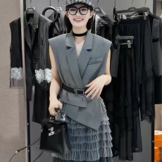 批发黑色西装马夹女款2026新款<b class='q'>夏</b>时髦洋气巨好看轻奢高端显瘦收腰马甲