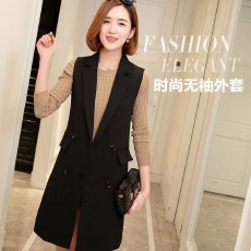 批发春秋<b class='q'>外套</b>女无袖西装马甲女<b class='q'>韩版</b>中长款胖mm大码女装上衣<b class='q'>外套</b>女学生