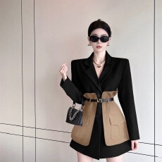 批发假两件拼接设计春秋新款韩版西服外套小众<b class='q'>修身</b>显瘦爆款气质小西服