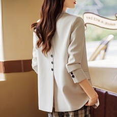 批发后开叉西装外套女休闲<b class='q'>百搭</b>小个子春秋2026新款春设计感小众小西服