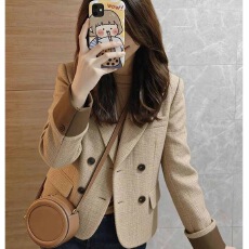 批发法式复古通勤气质高级感卡其色<b class='q'>西装</b>外套<b class='q'>女</b>2026春季新款小个子上衣