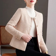 批发法式小香风外套女<b class='q'>春</b>秋新款小个子气质名媛显瘦短款休闲粗花呢上衣