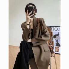 批发2026<b class='q'>春</b>秋季韩版长款西装外套女休闲西服宽松显瘦气质过膝风衣大衣