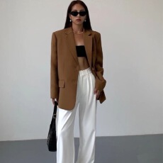 批发垫肩西装外套<b class='q'>女</b>新款宽松韩版复古休闲显瘦外穿百搭黑色小西服高级