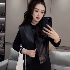 时尚简约休闲风百搭显瘦马甲女欧货秋季新款洋气潮流PU皮坎肩马甲