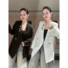 批发<b class='q'>西装</b>女2026春季新款设计感假两件中长款显瘦不规则中长款纯色外套