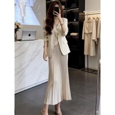 批发2026春季网红新款职业通勤西装套装裙女气质百褶裙显瘦外套半身裙