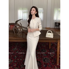 批发法式温柔千金风套装女2026秋季新款长袖<b class='q'>西装外套</b>鱼尾半身裙两件套