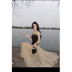 批发木子李的李【烟纱垂影】温柔风气质高腰垂坠感百褶多层网纱半身裙