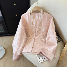 批发实拍新中式外套2026年春秋新款复古国风宽松设计感重工刺绣上衣女