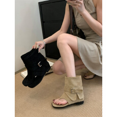 批发内增高夹趾凉靴2025年新款春<b class='q'>夏</b>旅游穿搭复古绒面短靴