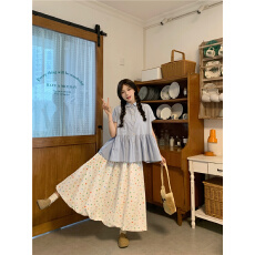 批发实拍日系甜美娃娃衫<b class='q'>森女</b>减龄宽松短袖+彩色波点花苞半身裙