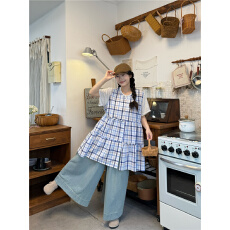 批发<b class='q'>实拍</b>格子背心裙+T恤+牛仔<b class='q'>裤</b>