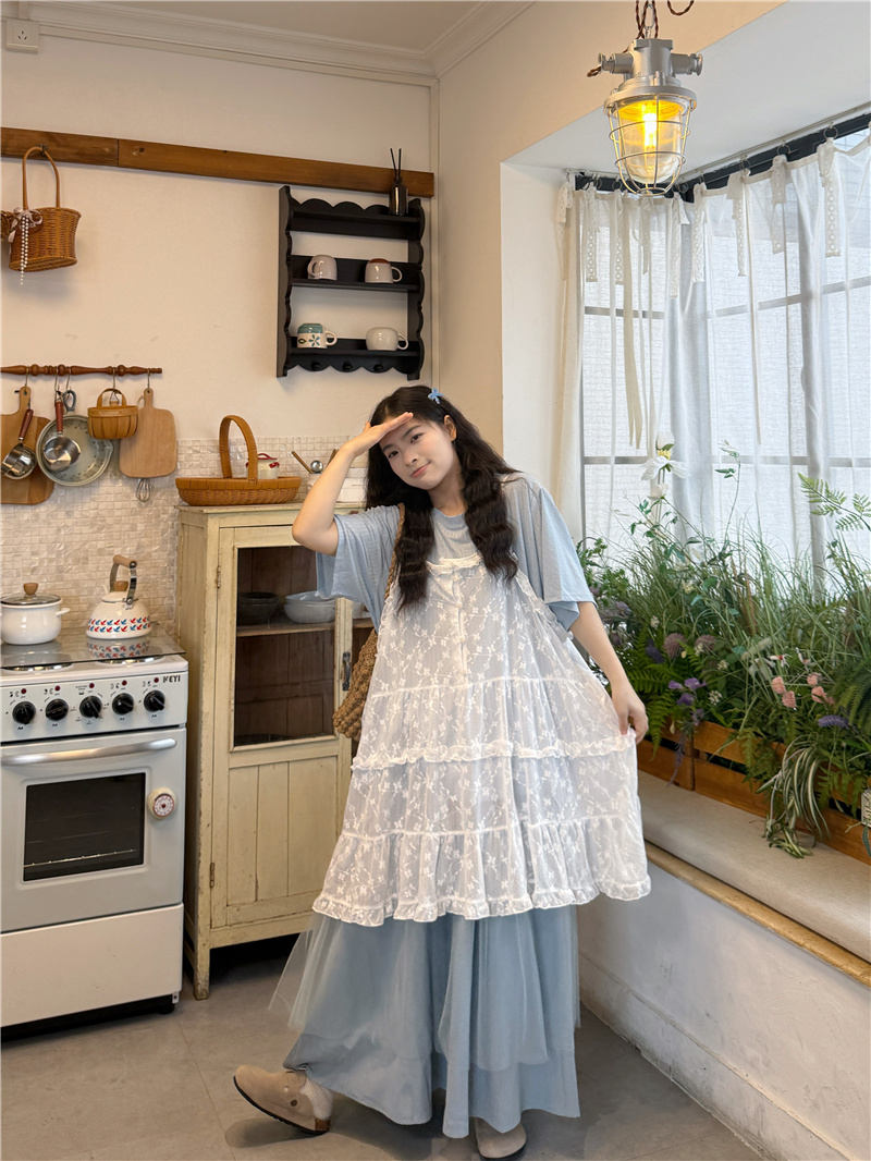 실사 슬립 조끼 스커트 티셔츠 반신 스커트