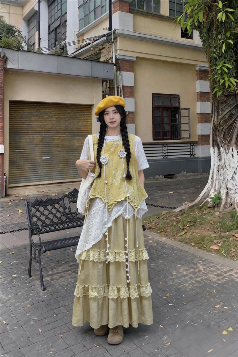 실사 베스트 티셔츠 반신 스커트