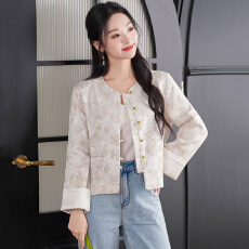 批发实拍新中式国潮提花<b class='q'>汉服</b>圆领改良盘扣开衫<b class='q'>唐装</b>民族风显瘦长袖上衣