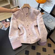 批发实拍新中式复古<b class='q'>唐装</b>圆领盘扣缎面提花卷边长袖民族风改良<b class='q'>汉服</b>外套