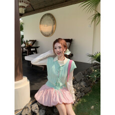 批发实拍 蝴蝶结绑带针织马甲两面穿背心<b class='q'>甜美</b>气质修身显瘦收腰上衣