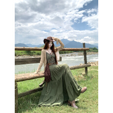 批发实拍 川西草原旅游穿搭云南绿色波西米亚<b class='q'>森林</b><b class='q'>系</b>套装民族风半身裙