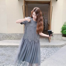 批发<b class='q'>孕妇</b><b class='q'>网纱拼接</b>T恤连衣裙2026年夏季<b class='q'>新款</b>设计感韩版宽松<b class='q'>孕妇</b>a<b class='q'>字</b>裙