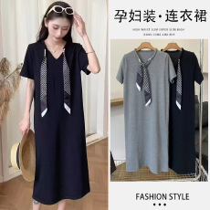 批发<b class='q'>新款</b>法式丝巾系带连衣裙女夏季大码<b class='q'>孕妇</b><b class='q'>高级</b>感气质显瘦<b class='q'>孕妇</b><b class='q'>连衣裙</b>