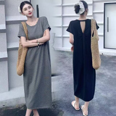 批发2026<b class='q'>新款</b><b class='q'>孕妇</b><b class='q'>简约</b>高级感休闲连衣裙女夏季设计宽松气质减龄针织裙