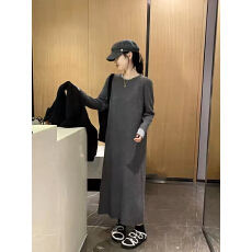 批发新款孕妇<b class='q'>休闲</b>撞色圆领长袖连衣裙针织连衣裙孕妇宽松时尚连衣裙潮