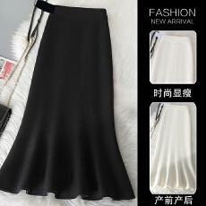 批发孕妇装半身裙加厚米白色针织鱼尾裙秋冬季气质中长款修身包臀半裙