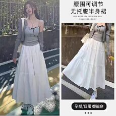 批发现现 孕妇半身裙女2026秋季新款高腰a字裙显瘦小个子蓬蓬蛋糕裙子