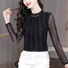 批发春季新款打底衫气质显瘦百搭时尚T恤半高领<b class='q'>长袖</b><b class='q'>上衣</b>女