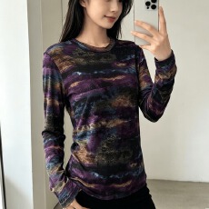 批发秋季新品蕾丝<b class='q'>打底衫</b>女洋气圆领韩版修身显瘦气质<b class='q'>网纱</b>内搭长袖上衣