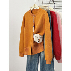 批发实拍 2025年大码女装<b class='q'>秋</b>冬新款彩色扣子毛衣上衣胖mm针织衫打底衫