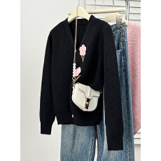 批发2025年大码女装秋冬新款<b class='q'>韩版</b>针织外套胖妹妹mm减龄小香风外搭毛衣